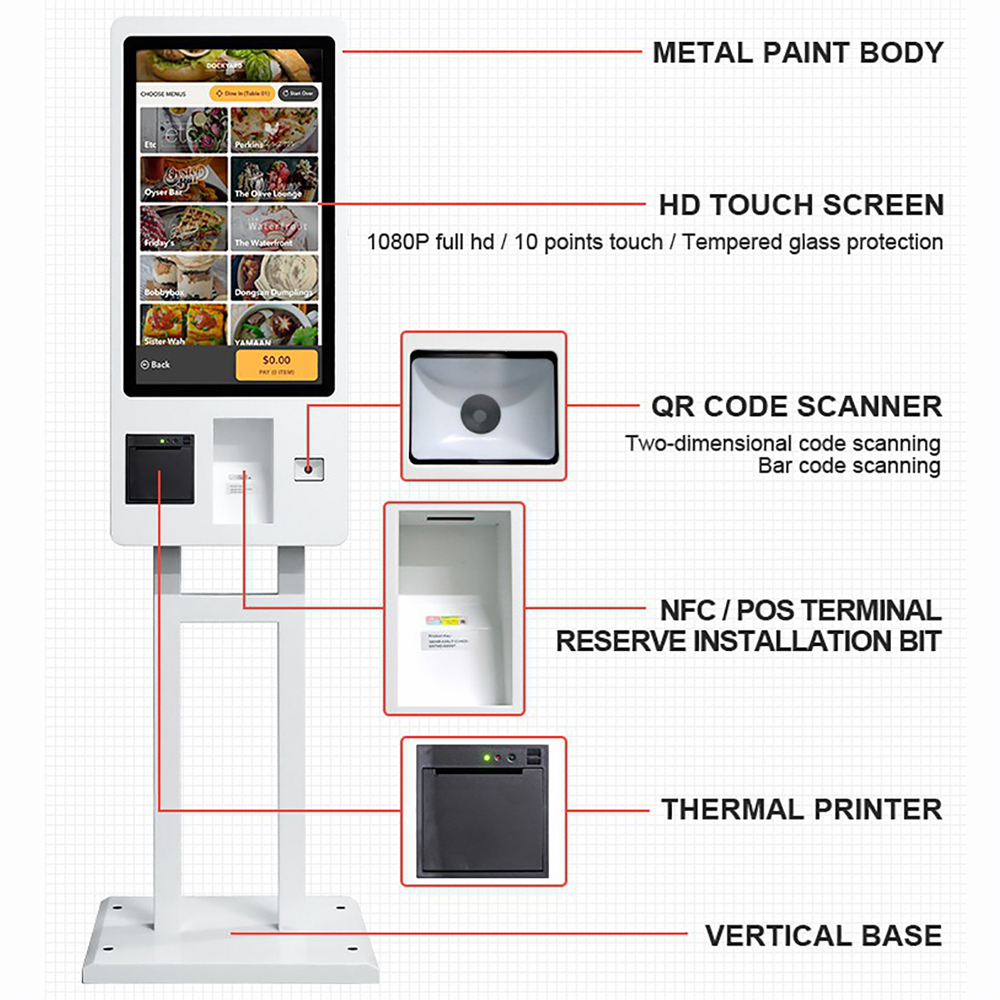 MS-S6 Customised wall mounted touch screen cashier kiosk