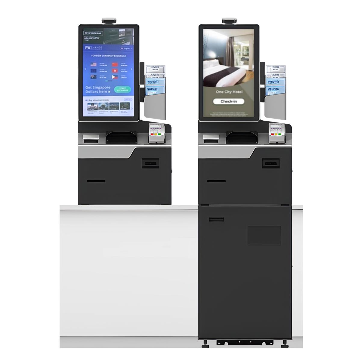 Hotel Self - Service Kiosk with Key Dispenser & OCR Scanner